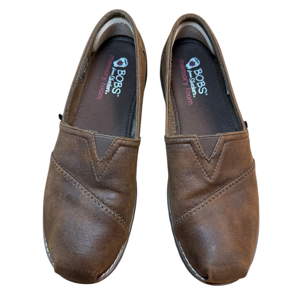 BOBS Skechers Brown Flat Slip-Ons Memory Foam Women’s Comfort Shoes, US Size 9.5 - Picture 3 of 13